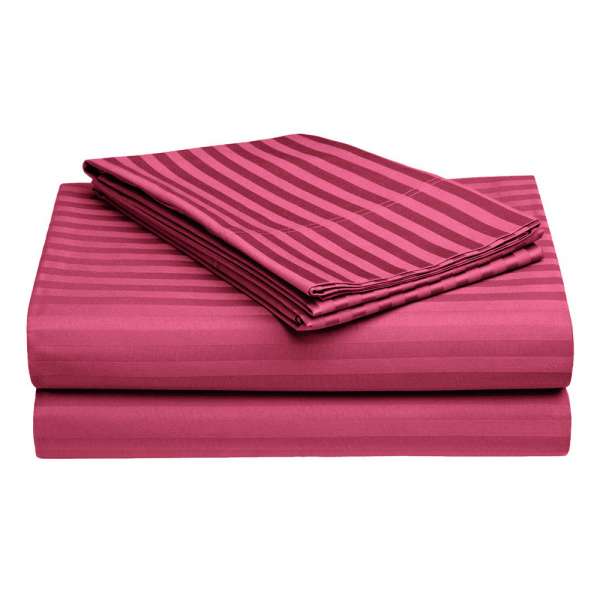 Thulian Pink Self Design 300 TC King Size Pure Cotton Satin Slumber Sheet for Double Bed with 2 pillow covers