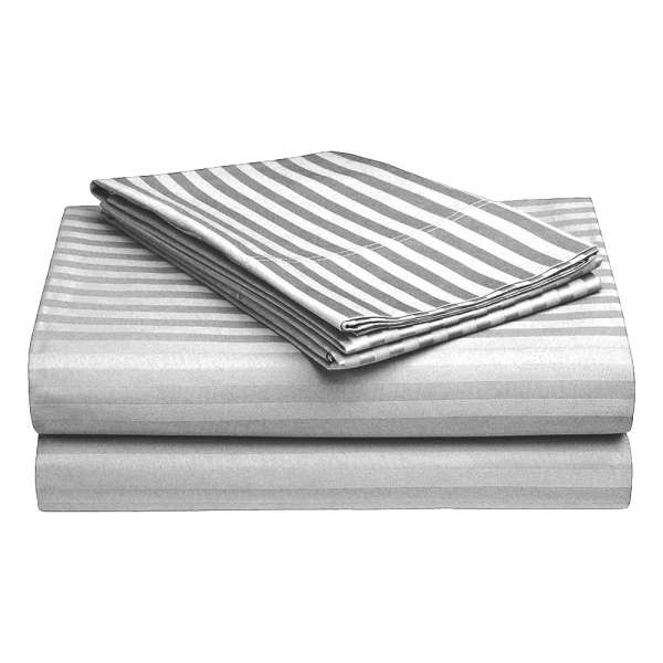 Light Grey Self Design 300 TC King Size Pure Cotton Satin Slumber Sheet for Double Bed with 2 pillow covers