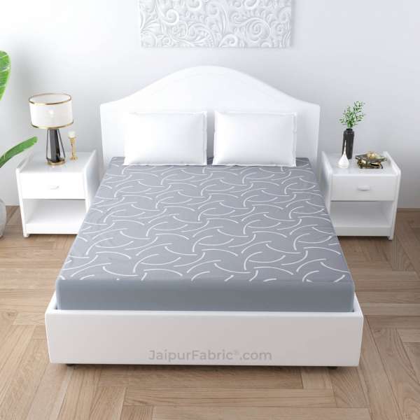 Grey Printed Water Proof Fitted Mattress Protector