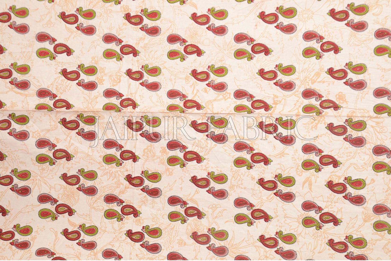 Red Anthemion Pattern Cotton Single Bed Sheet