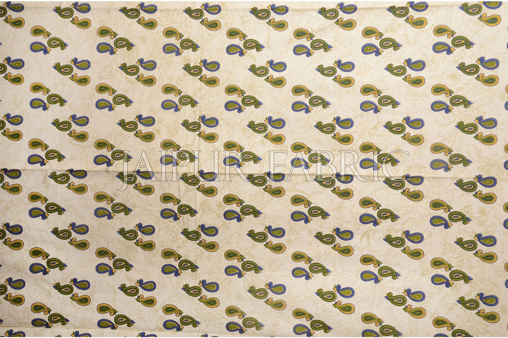 Green Anthemion Pattern Cotton Single Bed Sheet