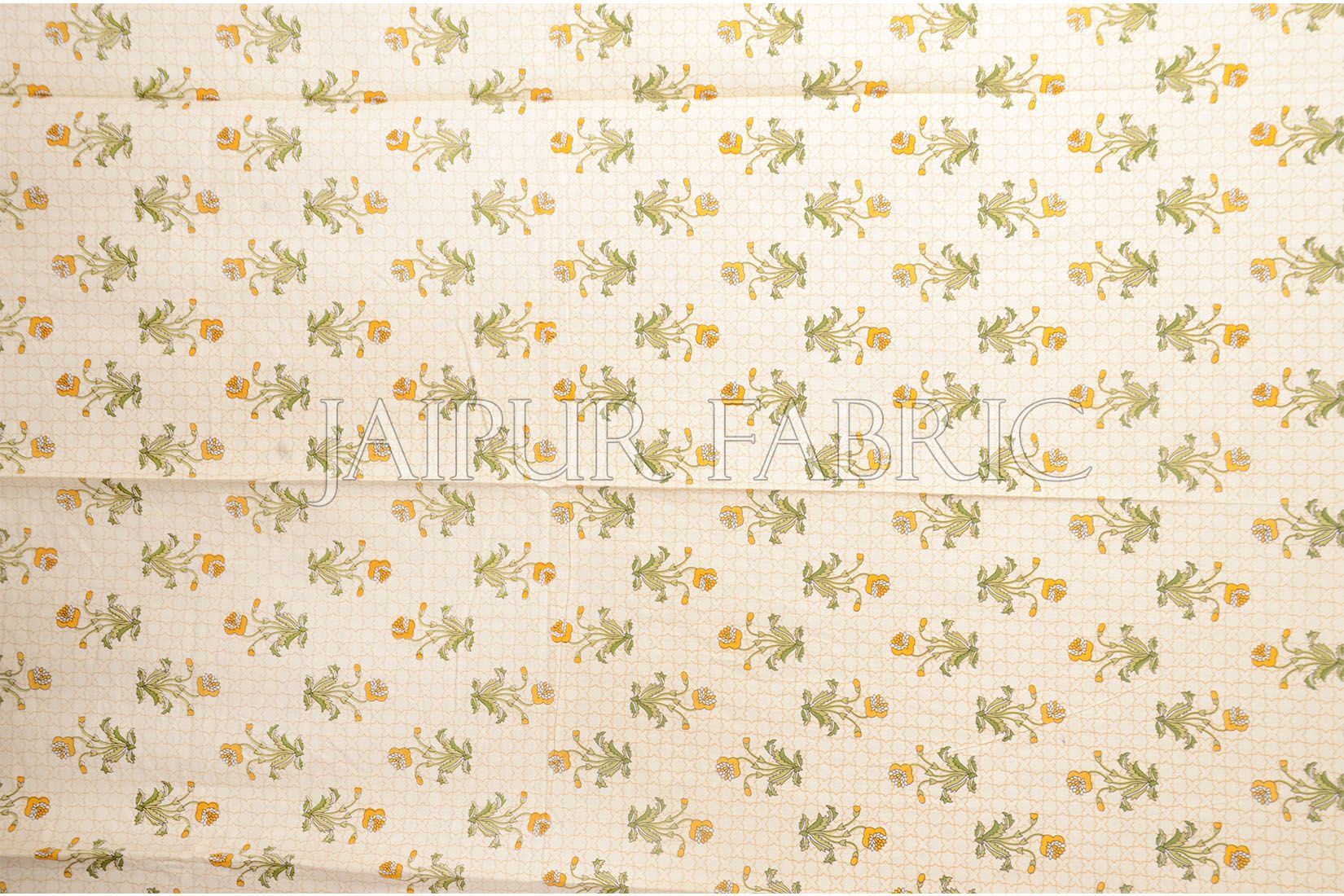 Yellow Border Trellis Base Floral Printed Cotton Single Bed Sheet