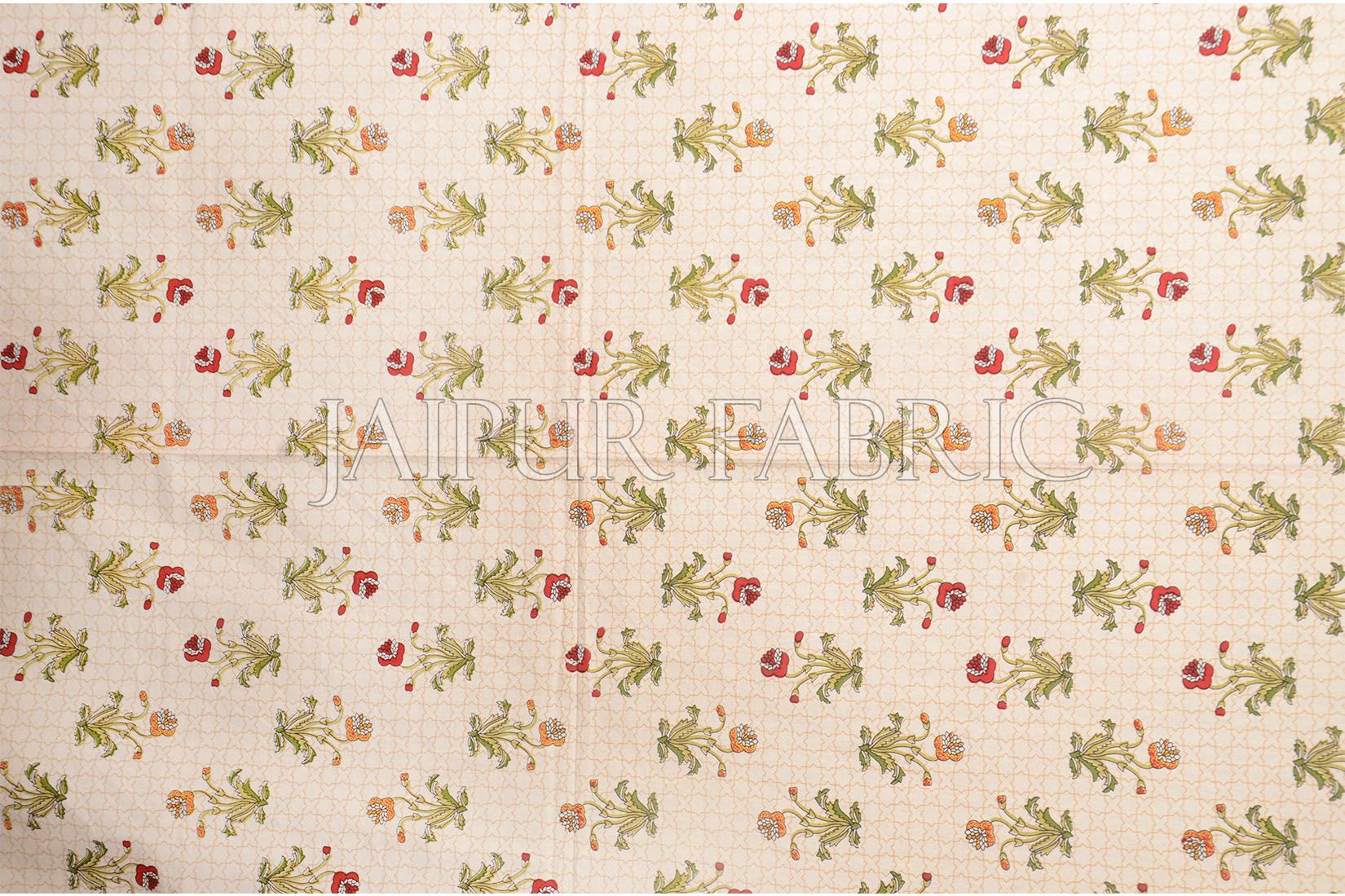 Red Border Trellis Base Floral Printed Cotton Single Bed Sheet