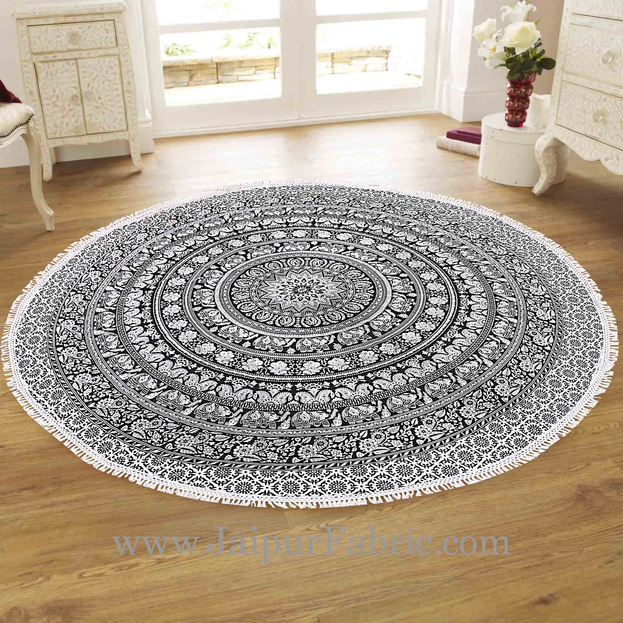 Black and White Floral And Rangoli Roundies