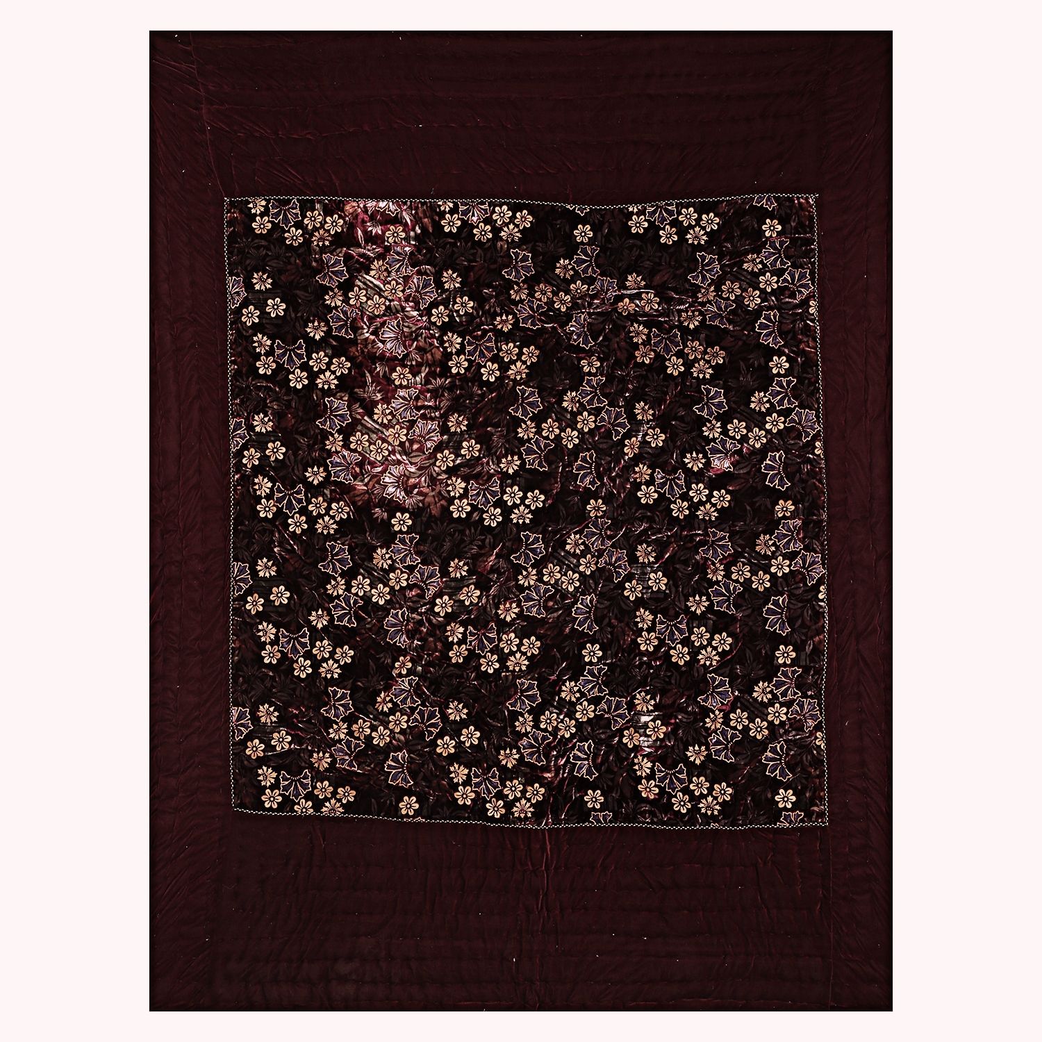 Jaipuri Hand Crafted Floral Print Velvet Double Quilt/Rajai