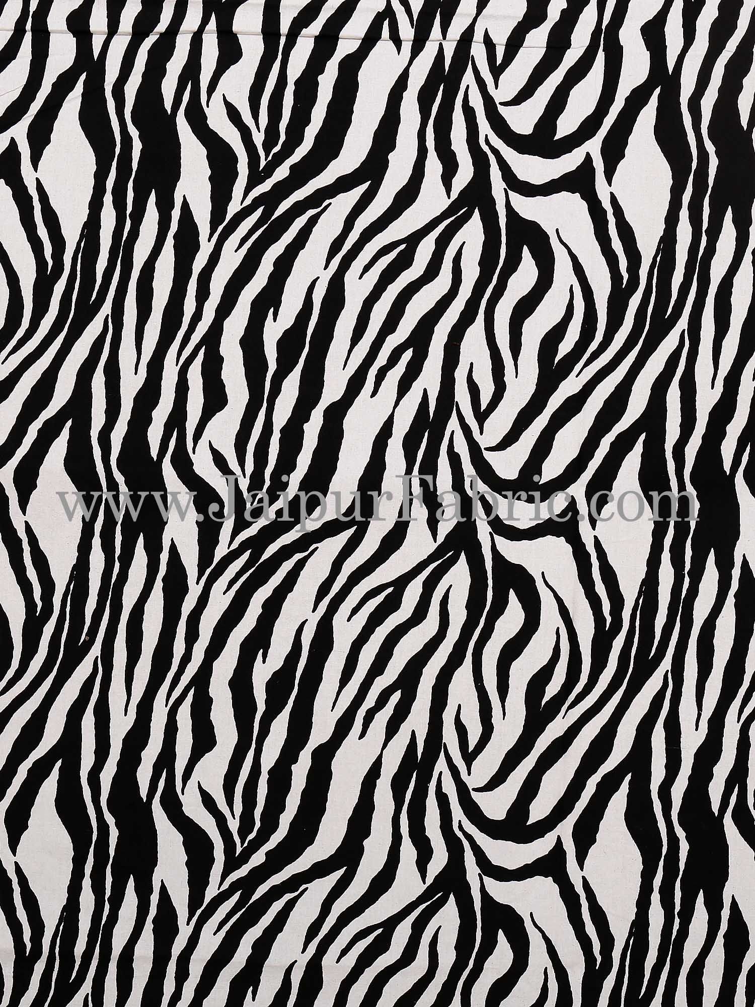 Black Border White  Base Zebra Print Fine Cotton Double Bed sheet  With Pillow Cover