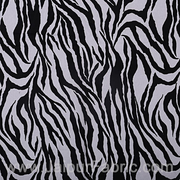 Black Border White Base Zebra Print Fine Cotton Single Bedsheet With One Pillow Cover