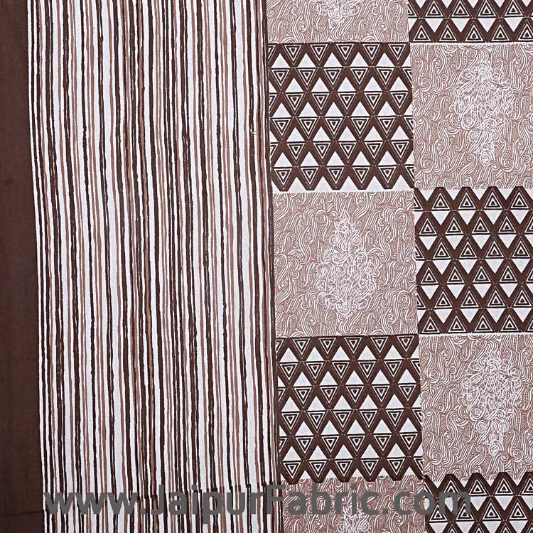 Double Bedsheet Coffe Brown Checkered Pattern