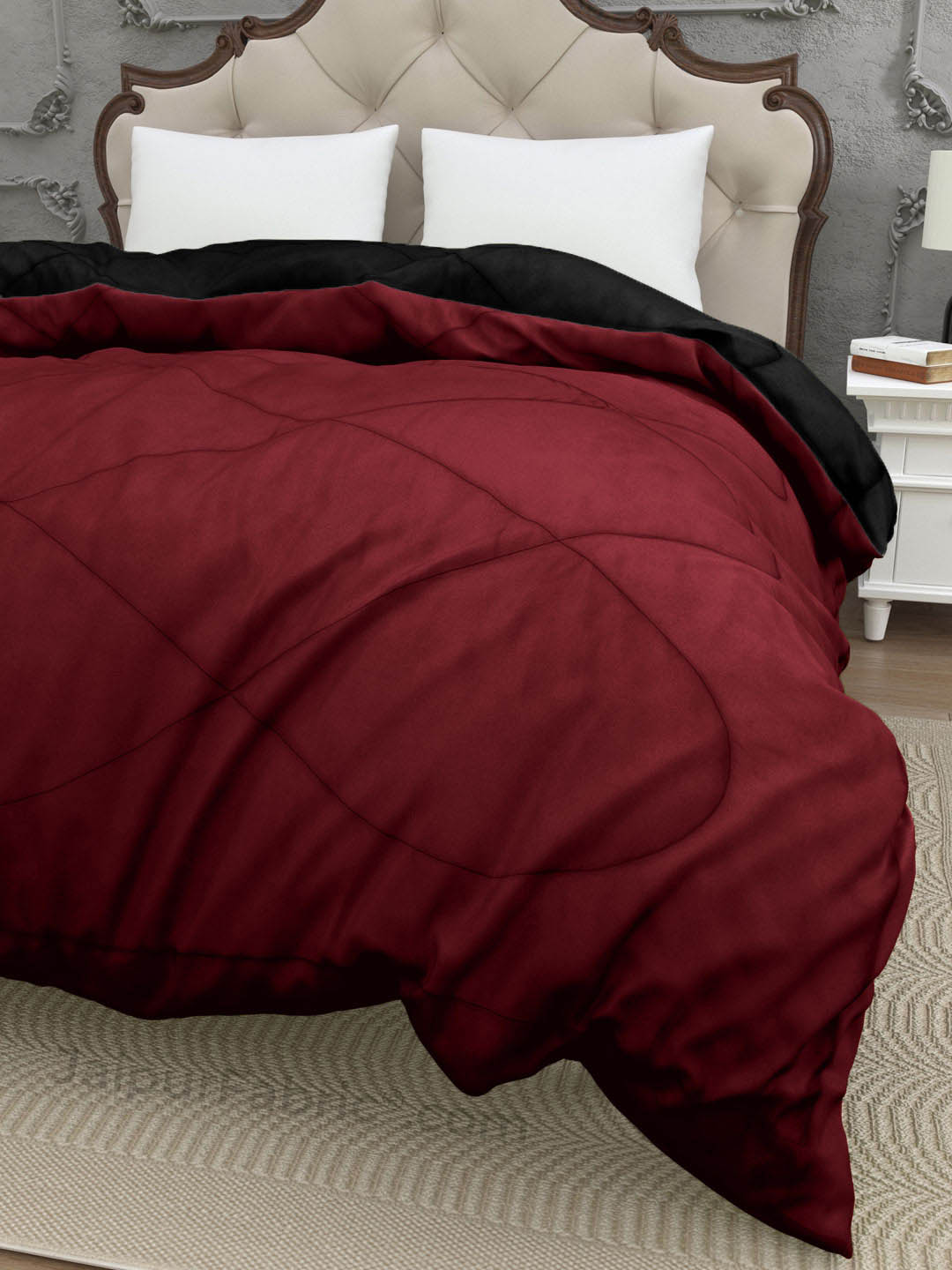 Maroon Black Double Bed Comforter