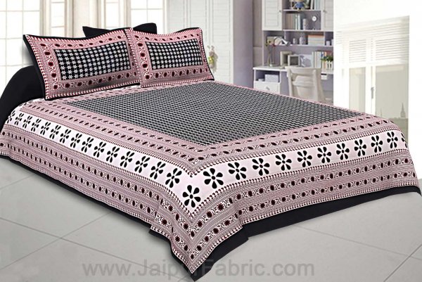 Double Bedsheet Black Color Rangoli Print