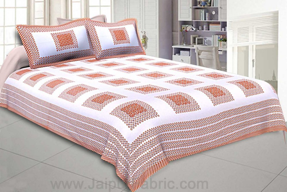 Double Bedsheet Brown Checks Cotton