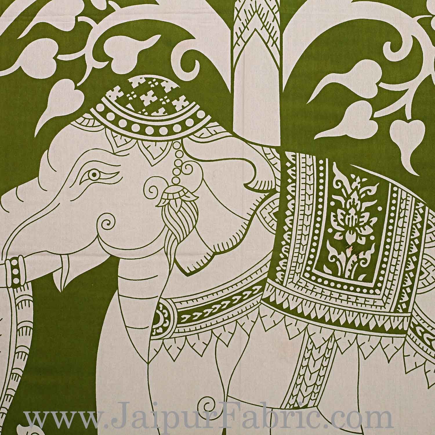 Double Bedsheet With Big Elephant And Tree Pattern With Two Pillow Cover