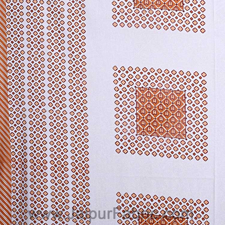 Double Bedsheet Brown Checks Cotton