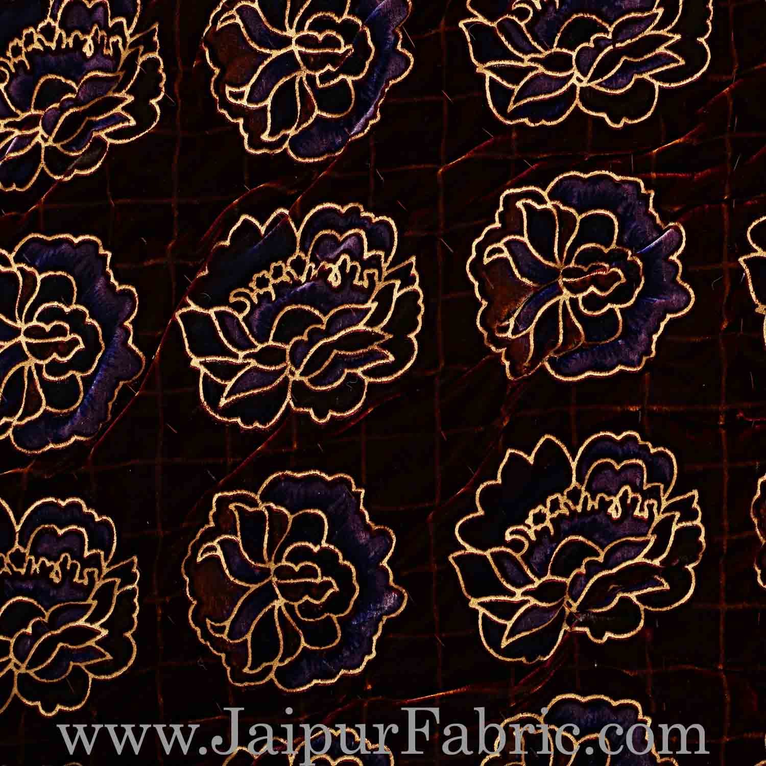 Jaipuri Printed Velvet Quilt/Rajai Hand Crafted Red Floral Print