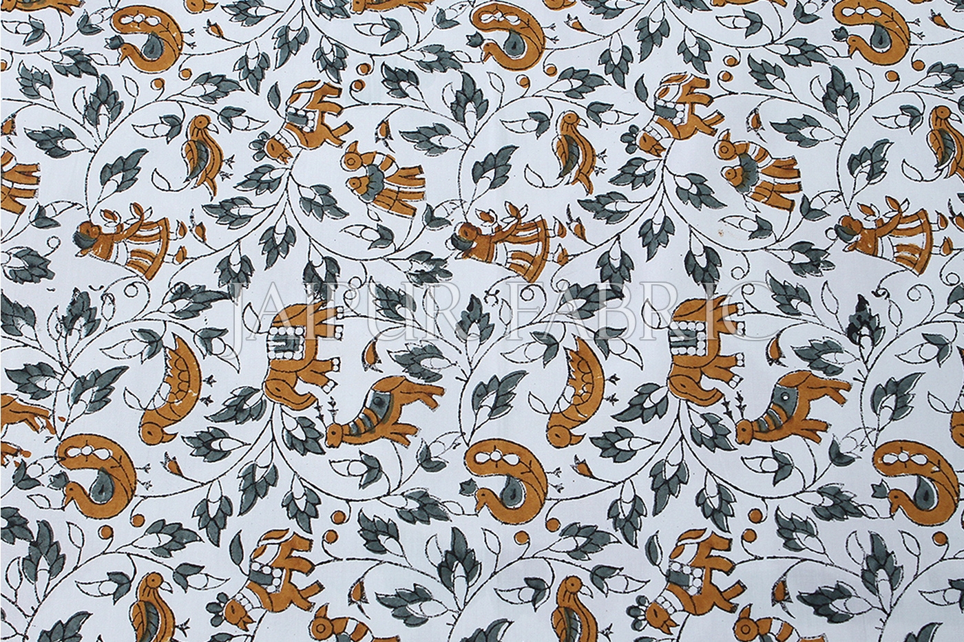 White Base With Brown and green Color Cattle Print Single Cotton Bed sheet