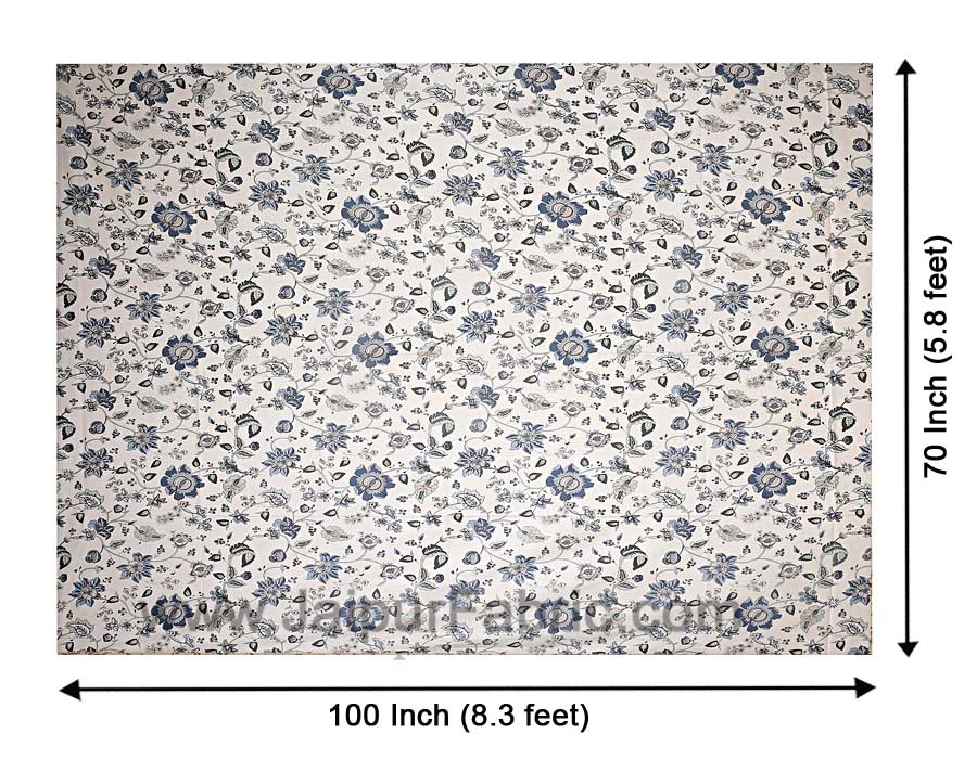 Pure Cotton 240 TC Single Bedsheet in blueish floral pattern taxable