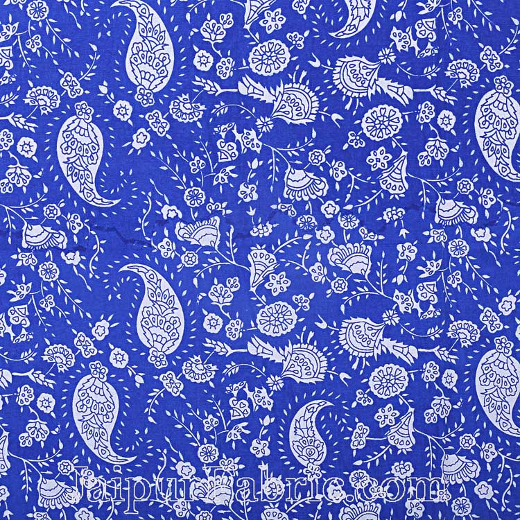 Double Bedsheet Royal Blue Paisley Floral Pattern