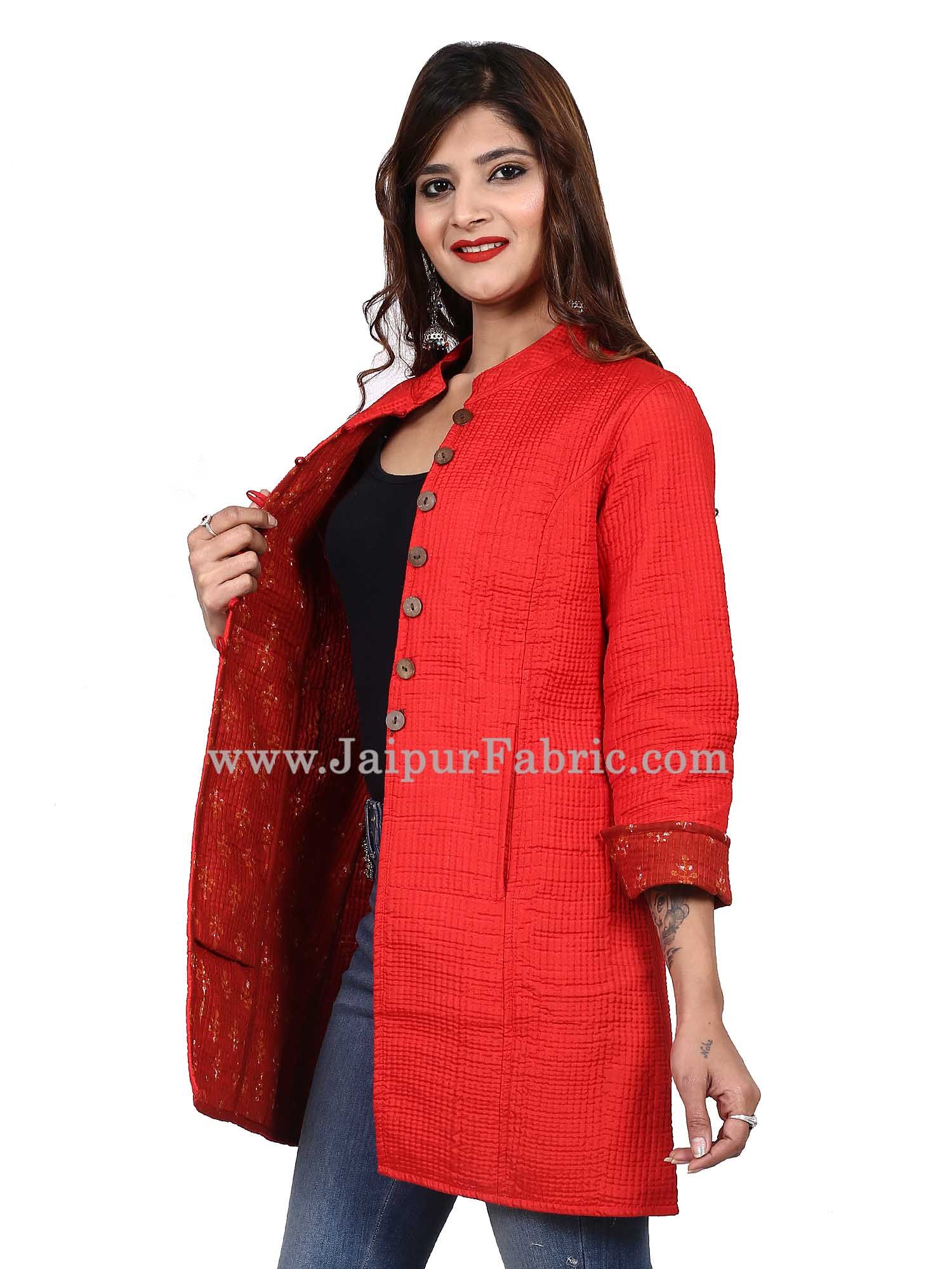 Women Solid Red Jacket