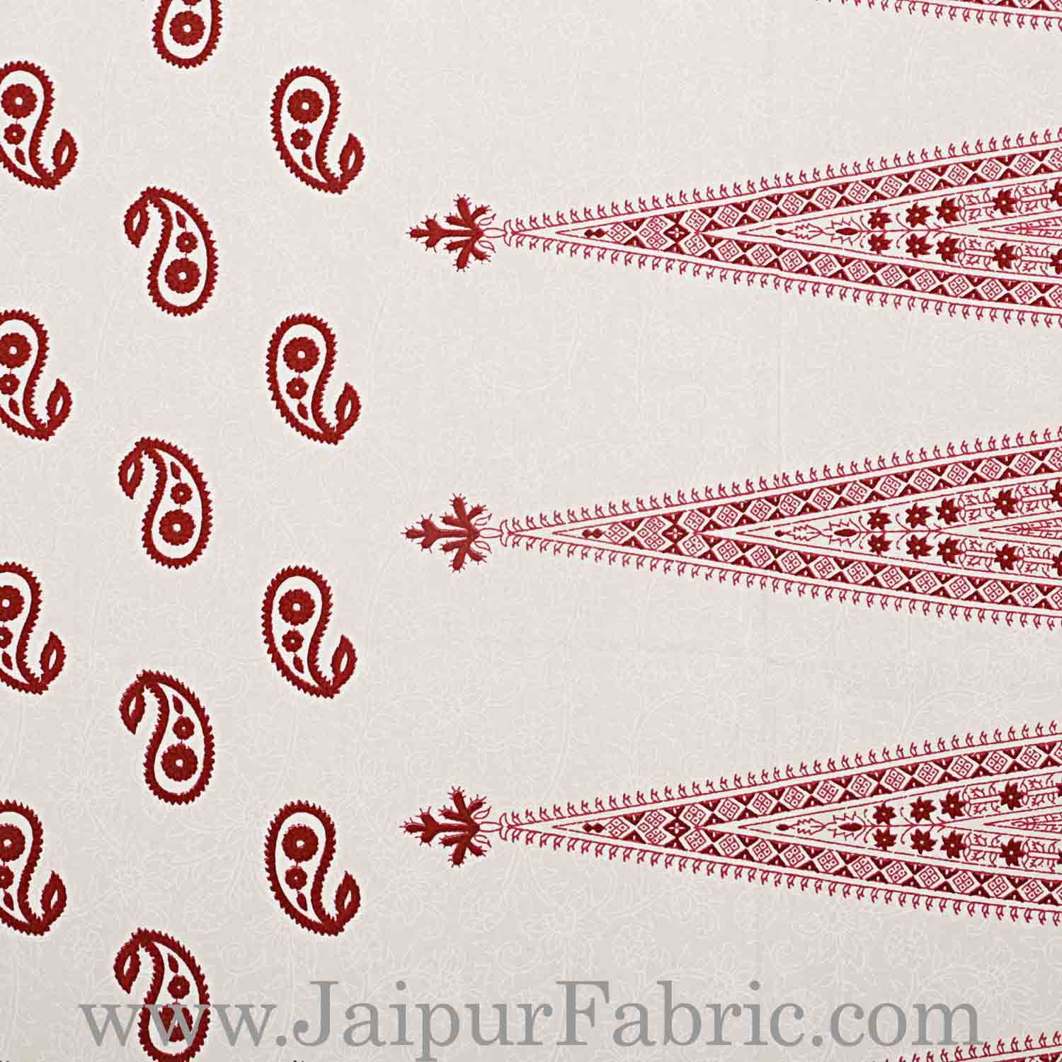 Double bedsheet Red Long Leaf Smooth Cotton Screen Print