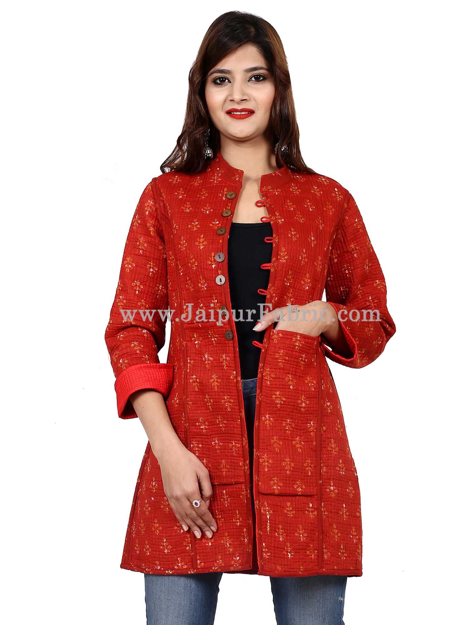 Women Solid Red Jacket