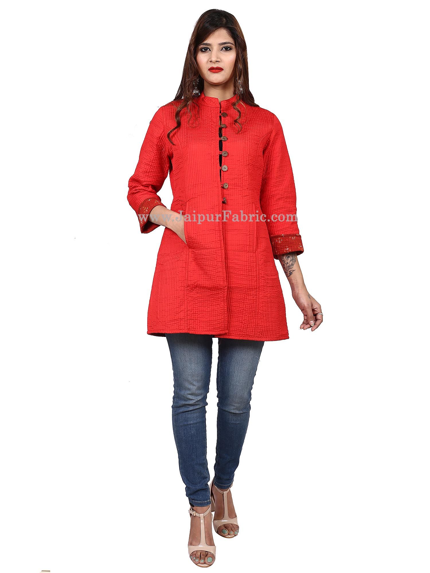 Women Solid Red Jacket