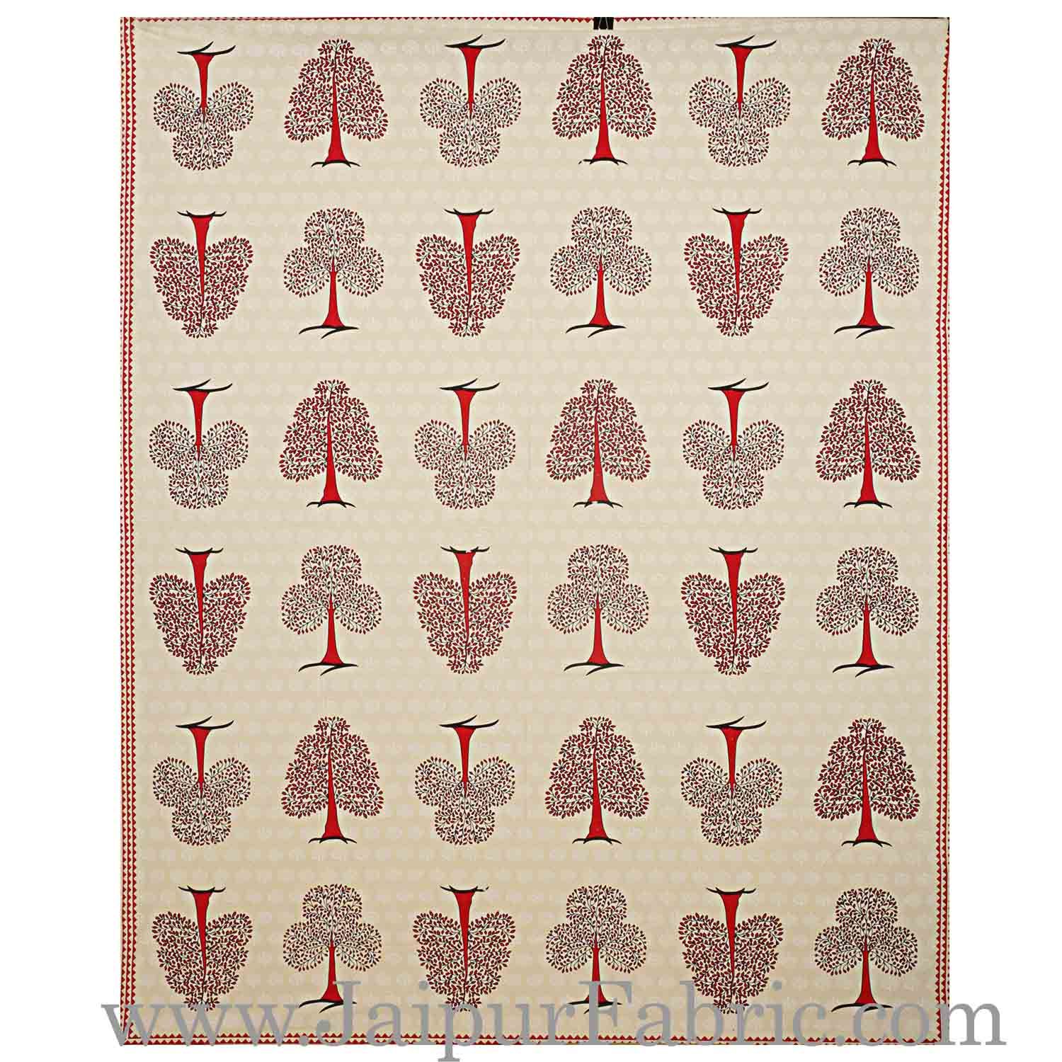 Double bedsheet Red Small Tree Smooth Cotton Screen Print