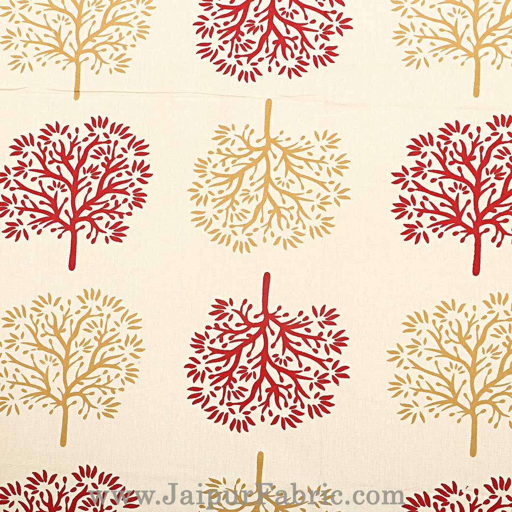 Maroon Trees Double Bedsheet With 2 Pillow covers