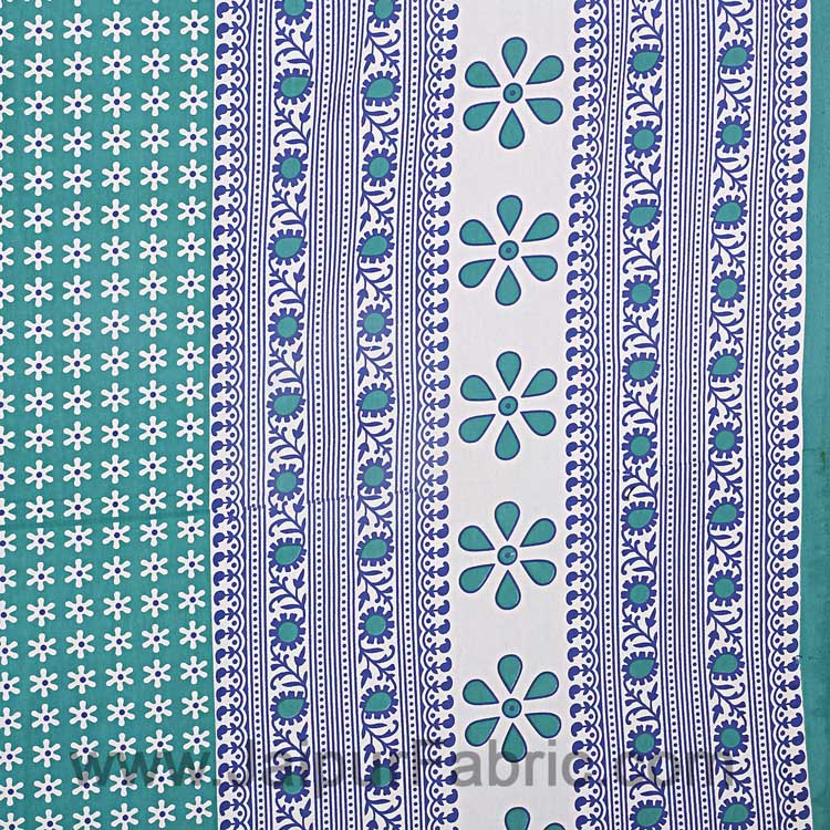 Double Bedsheet Sea Green Color Rangoli Print