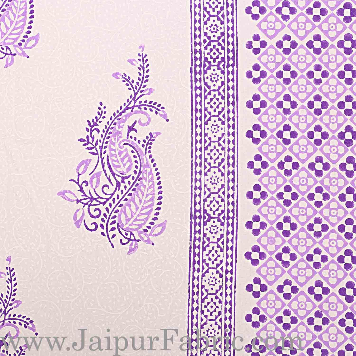 Double Bed Sheet White Base With Kadhi Print Blue Rajasthani Buta Hand Block Print Super Fine  Cotton