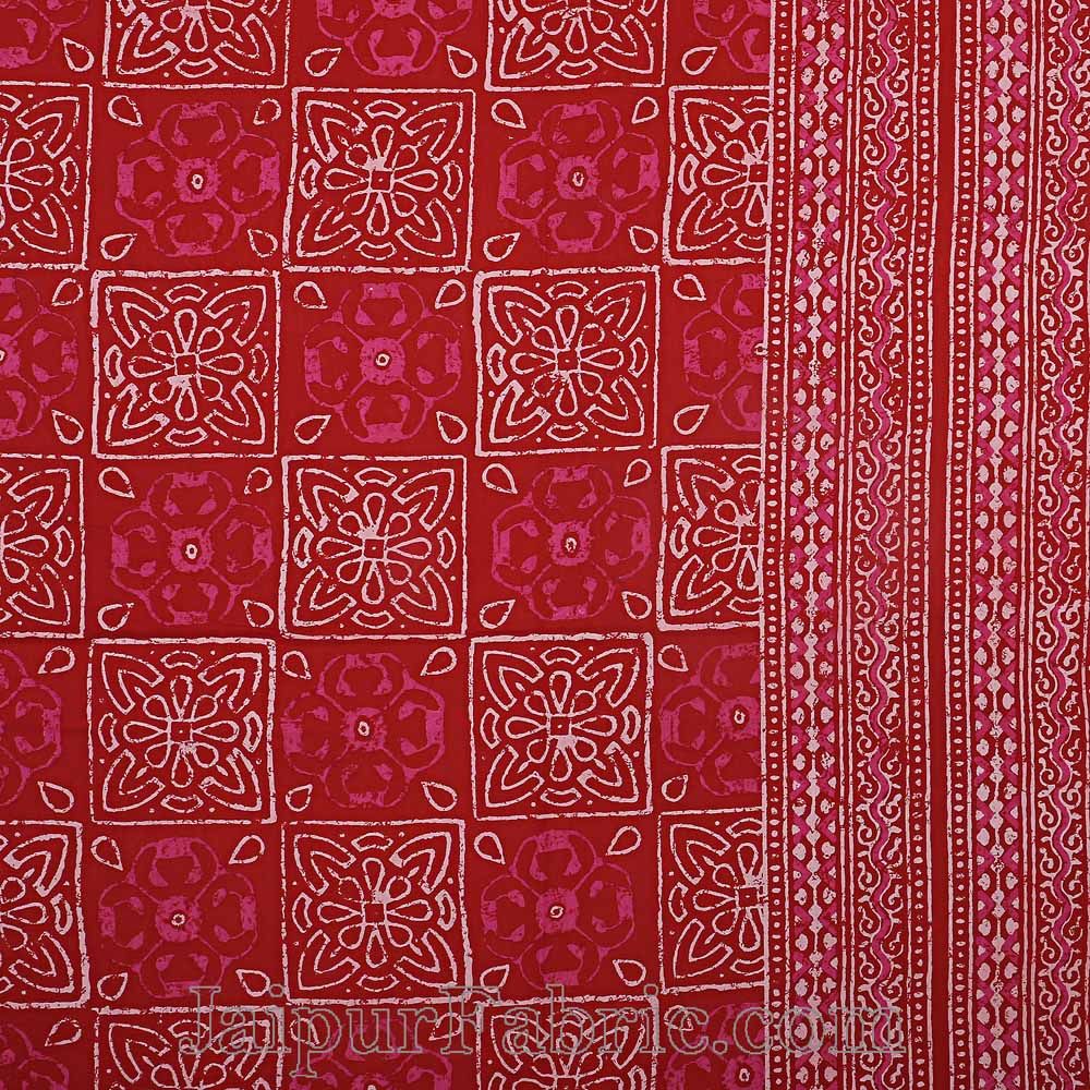 Double Bedsheet Dabu Indigo Dye Red Geometric Patteren