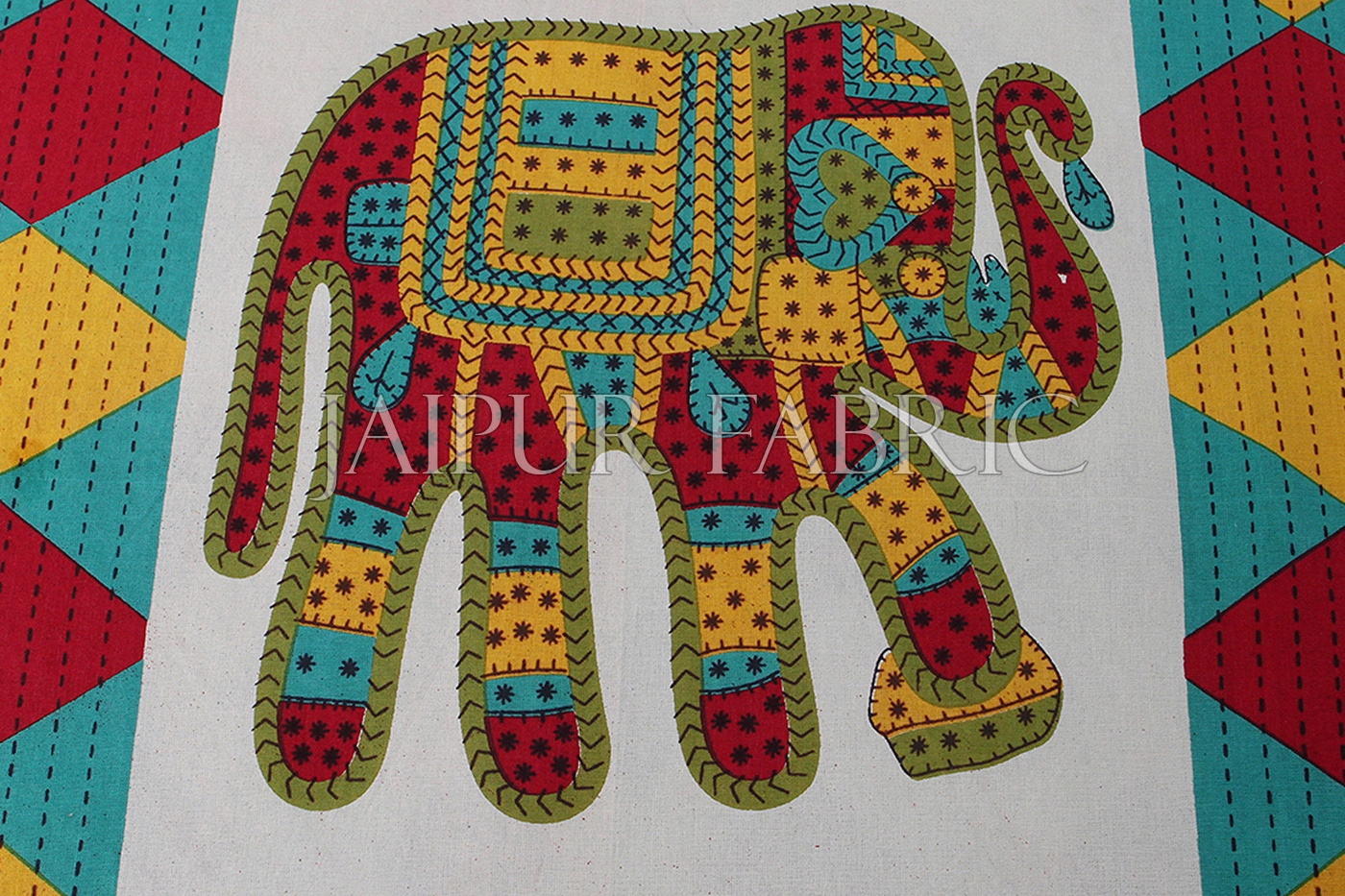 Orange Border With Brown and Blue Elephant Print Single Bedsheet