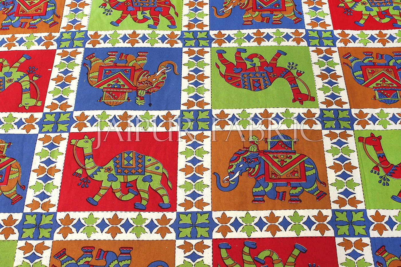 Red Border Rajasthani Camel and Elephant block print Single Bed sheets