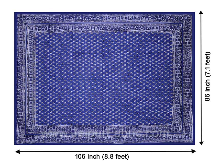 Double Bedsheet Royal Blue Small Leaf Print