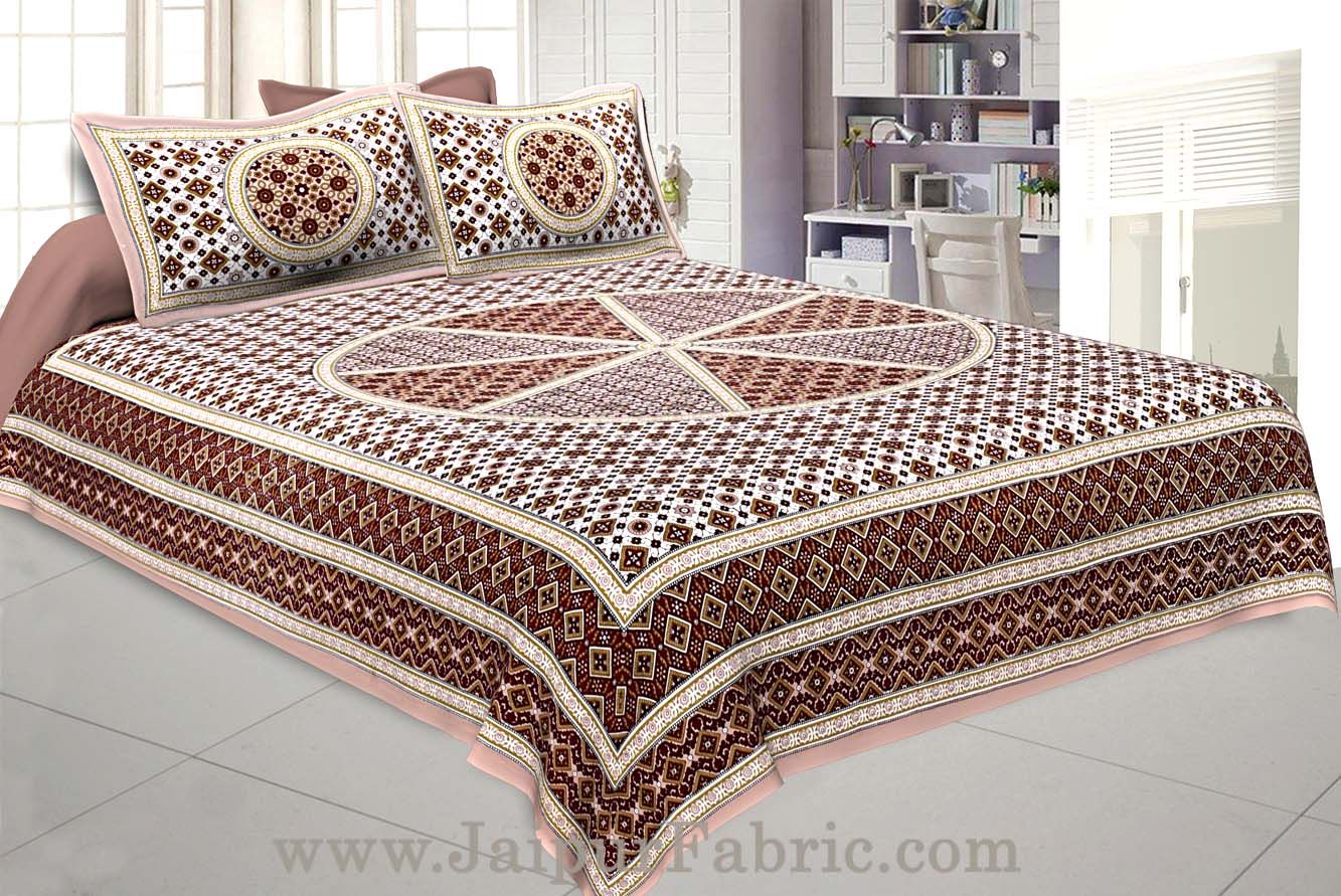 Sanganeri Double Bedsheet in Tan Brown shade