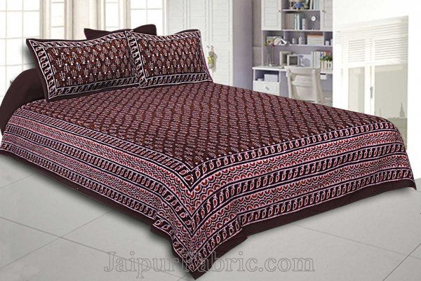 Double Bedsheet Dabu Indigo Dye Choclate Brown Hand Block Print