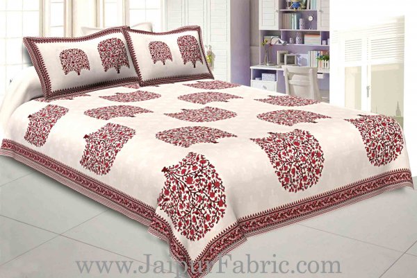 Double bedsheet Red Small Tree Smooth Cotton Screen Print