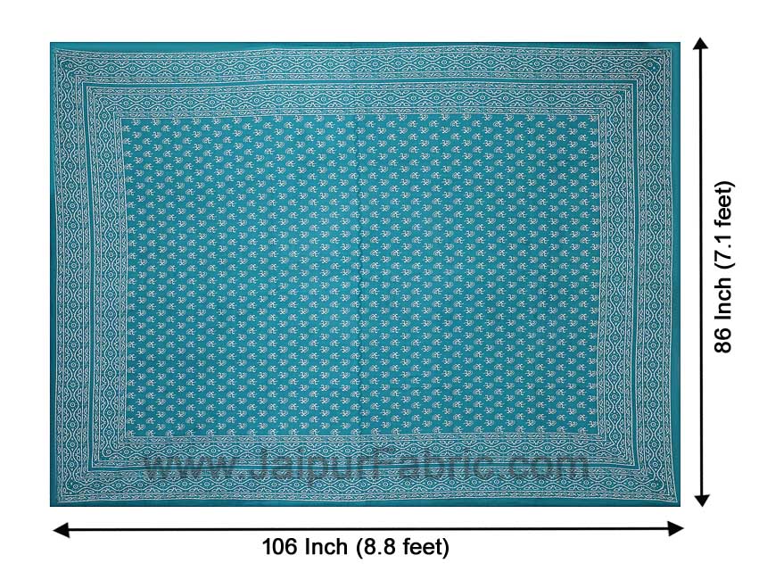 Double Bedsheet Aqua Green Small Leaf Print