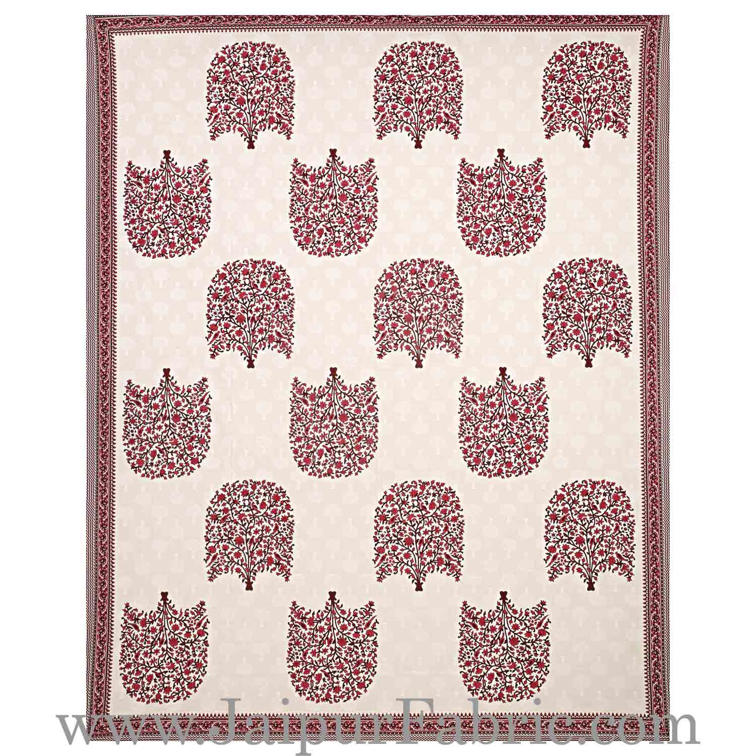 Double bedsheet Red Small Tree Smooth Cotton Screen Print