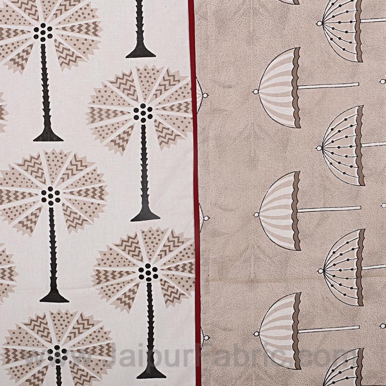 Double Bedsheet Brown Palm Tree Print Cotton