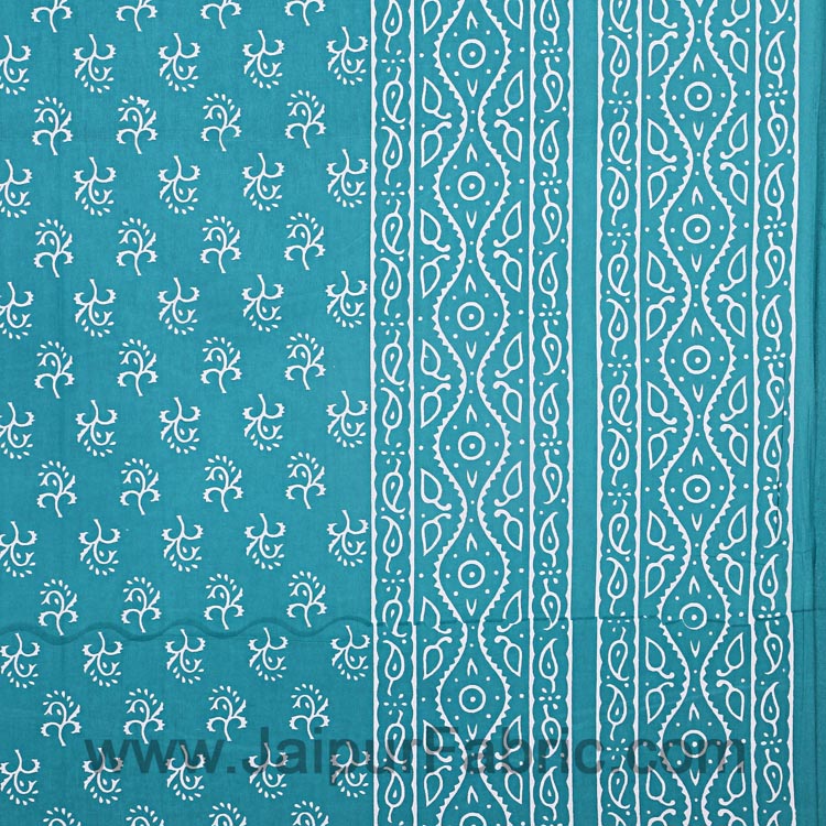 Double Bedsheet Aqua Green Small Leaf Print