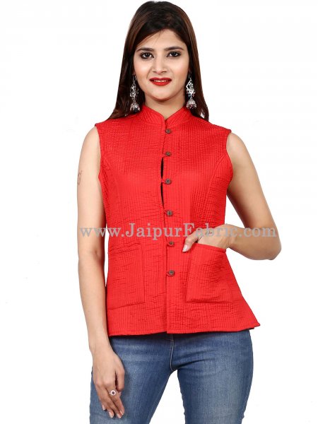 Women Solid Red Jacket