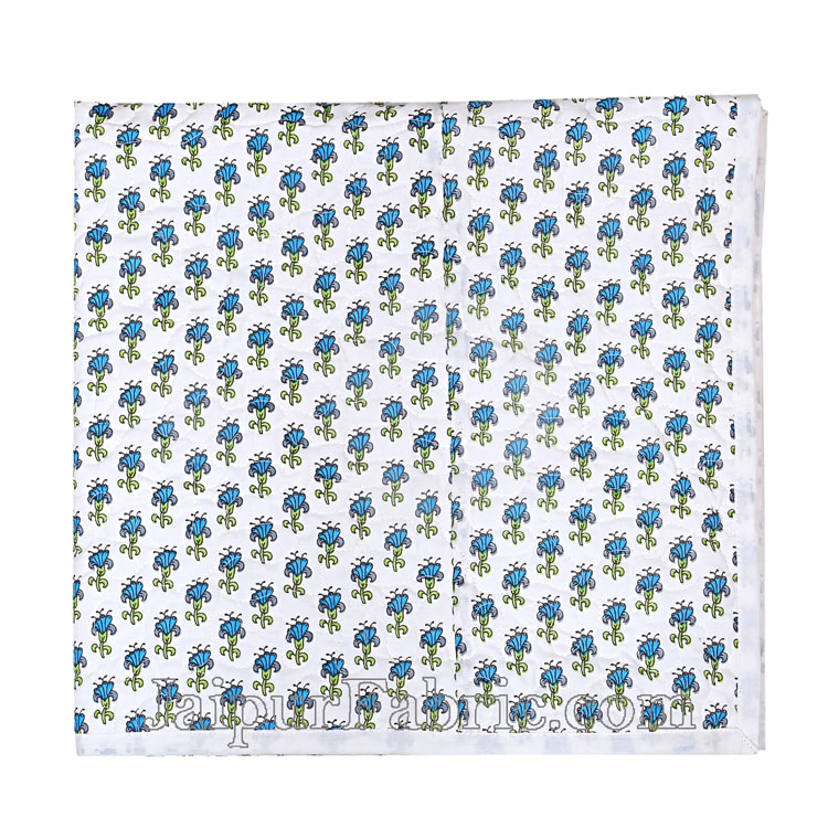 Baby Blanket Newborn Green & Sky Blue Soft Crib Comforter and Toddler Swaddling Blankets for Babies 120 x 120 cm Colourful White Base Baby Quilt