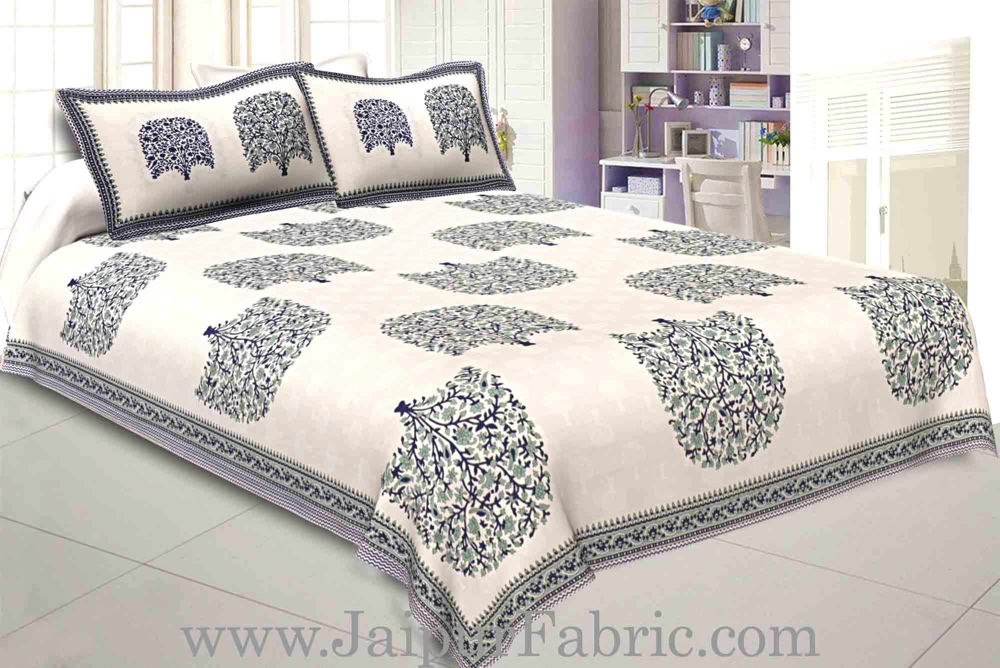 Double bedsheet Grey Small Tree Smooth Cotton Screen Print