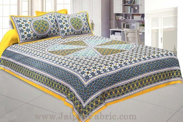 Wholesale Sanganeri Double Bedsheet in SunShine Yellow shade