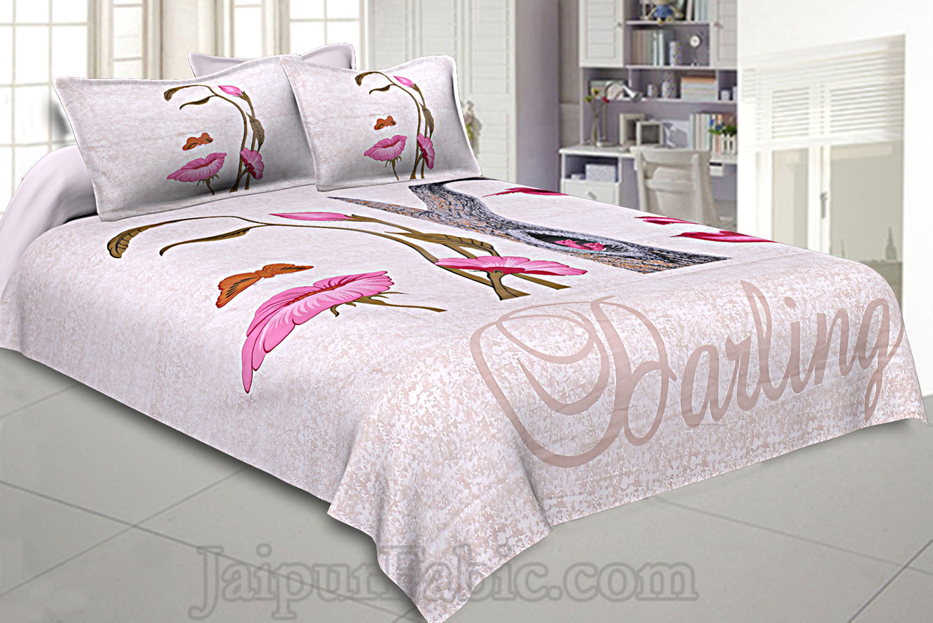 Illusion Magic Pink 240 TC Double Bedsheet