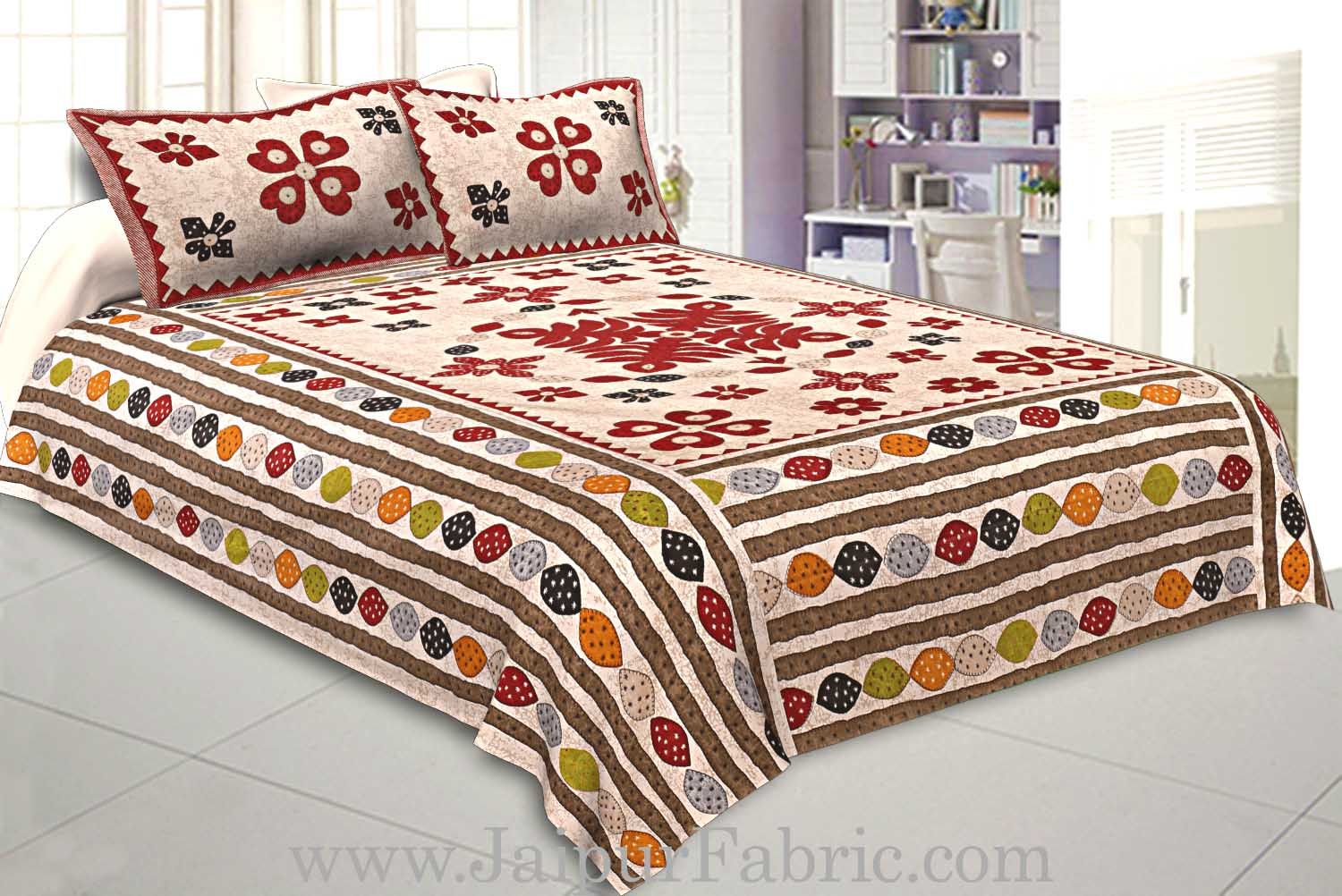 Double Bedsheet Cream Base Barmeri Rangoli Print