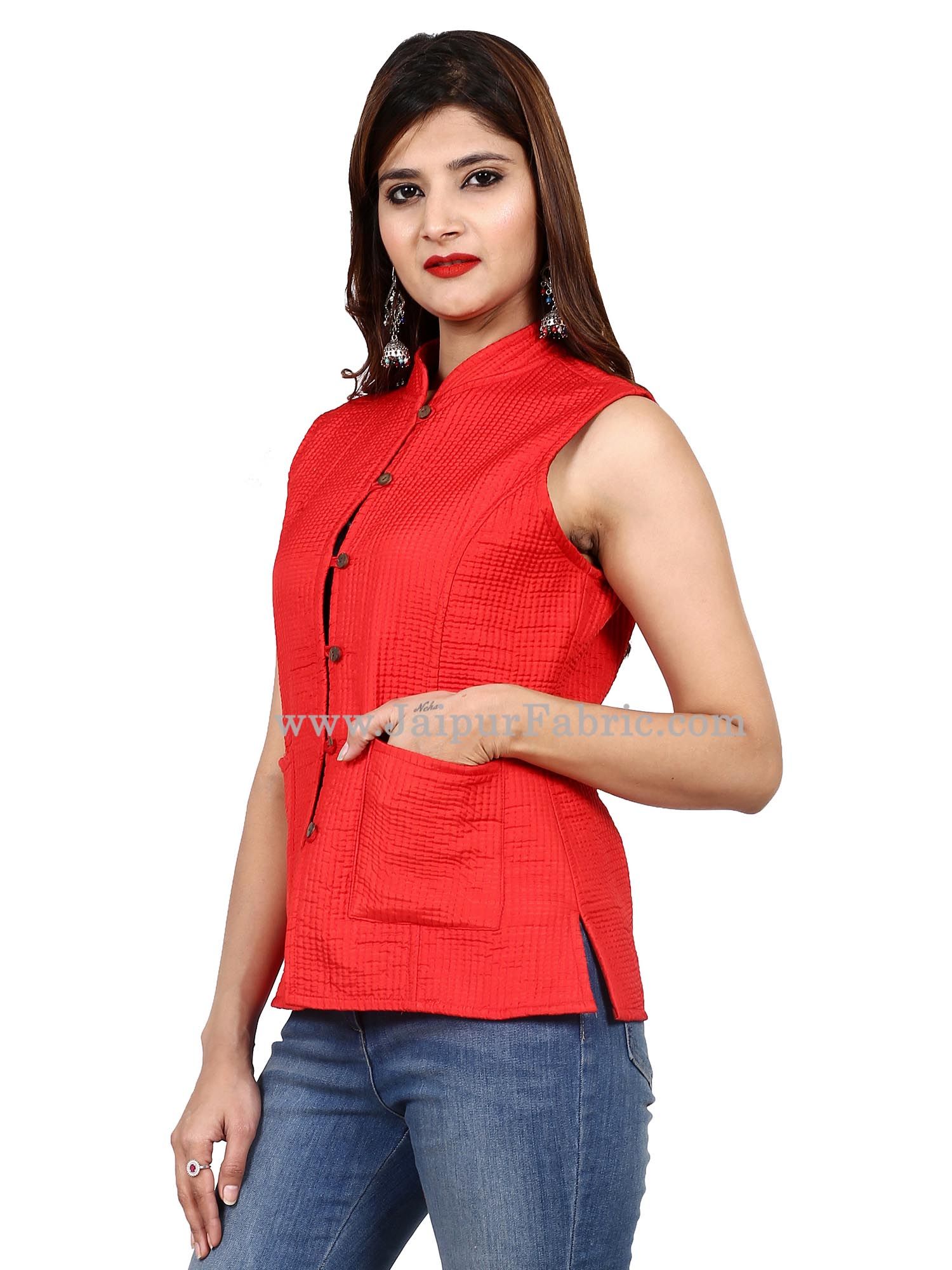 Women Solid Red Jacket