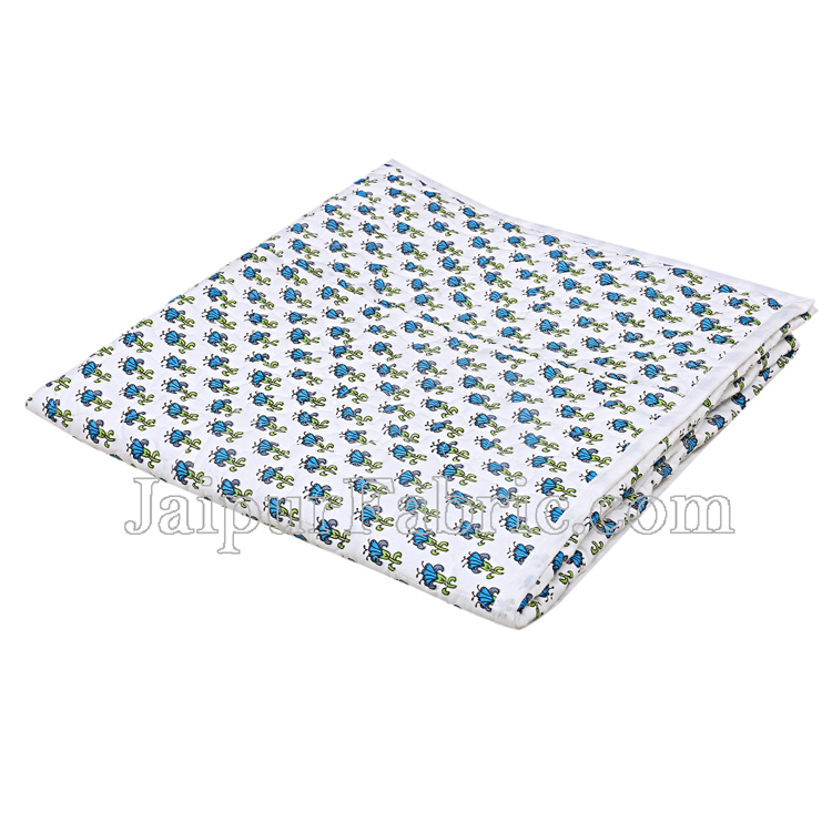 Baby Blanket Newborn Green & Sky Blue Soft Crib Comforter and Toddler Swaddling Blankets for Babies 120 x 120 cm Colourful White Base Baby Quilt