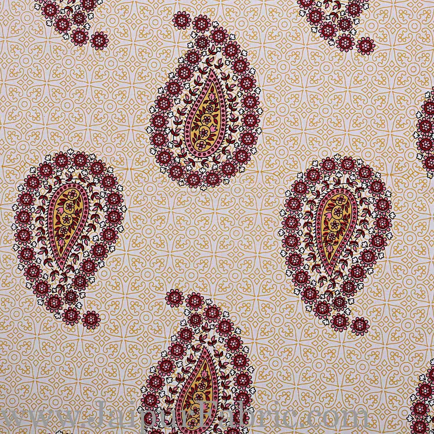 Double bedsheet Pink Border With Paisley Print Fine Cotton With Two Pillow Cover