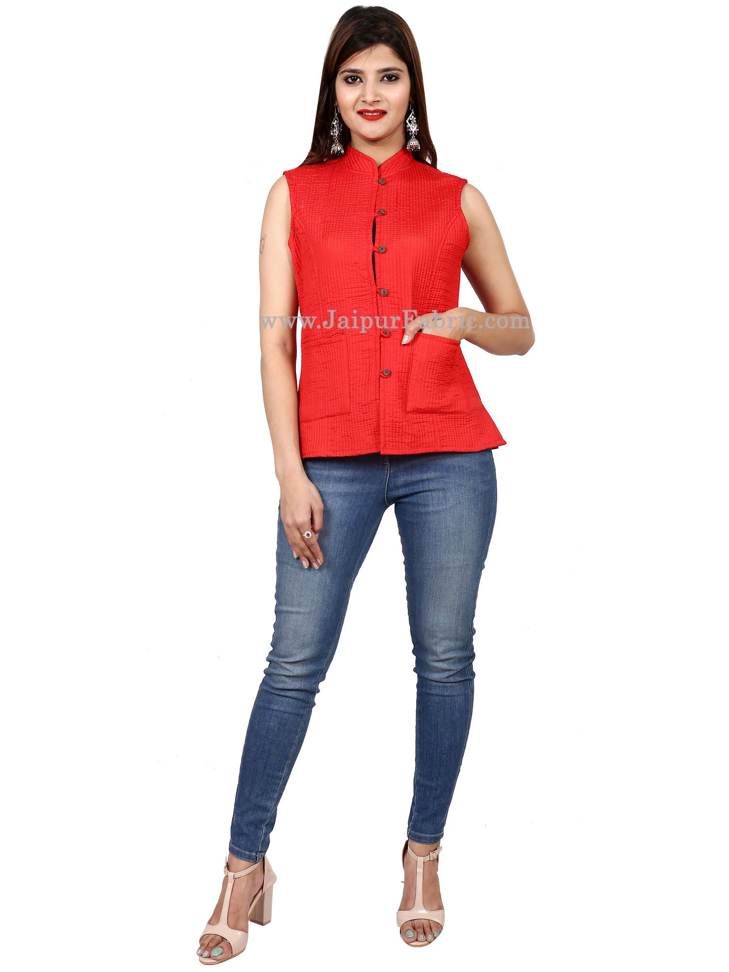 Women Solid Red Jacket